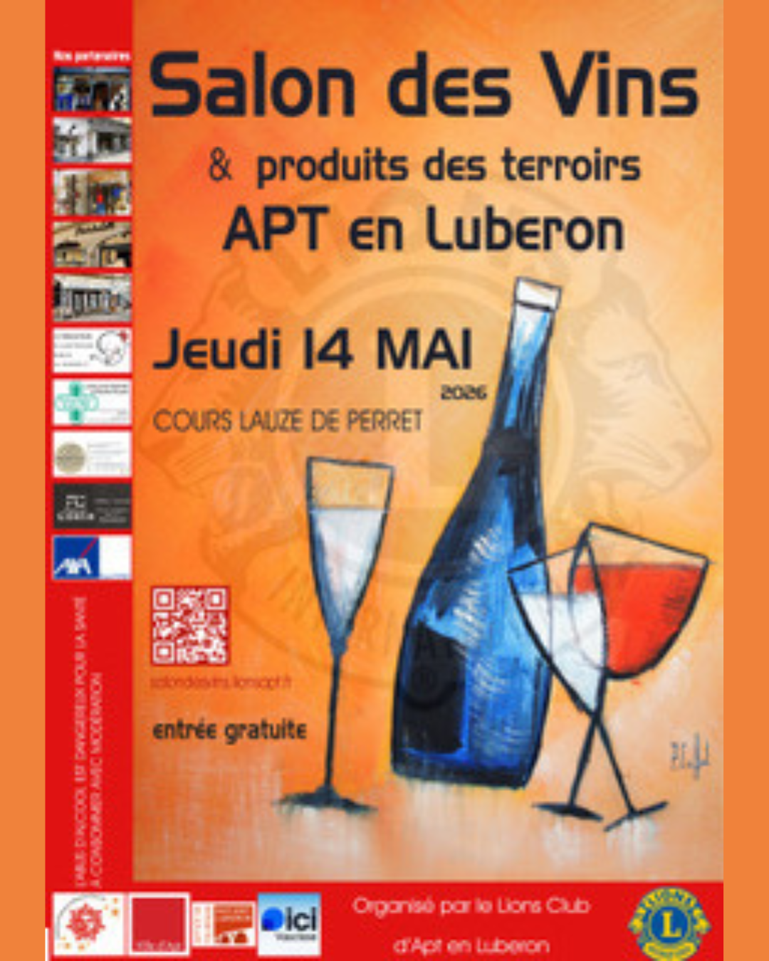 Affiche du Salon des vins d'Apt le 14 mai 2026
